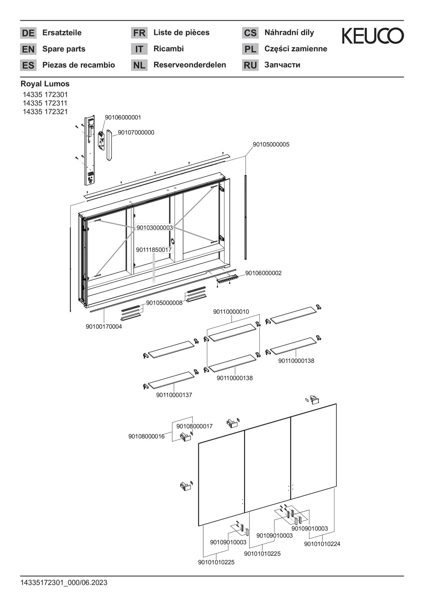 KEUCO Wandeinbau Spiegelschrank mit verdecktem Ablagefach „Royal Lumos“ in Silber (eloxiert), Unterputz, mit Steckdosen, ohne Spiegelheizung 1200 × 735 × 130 mm