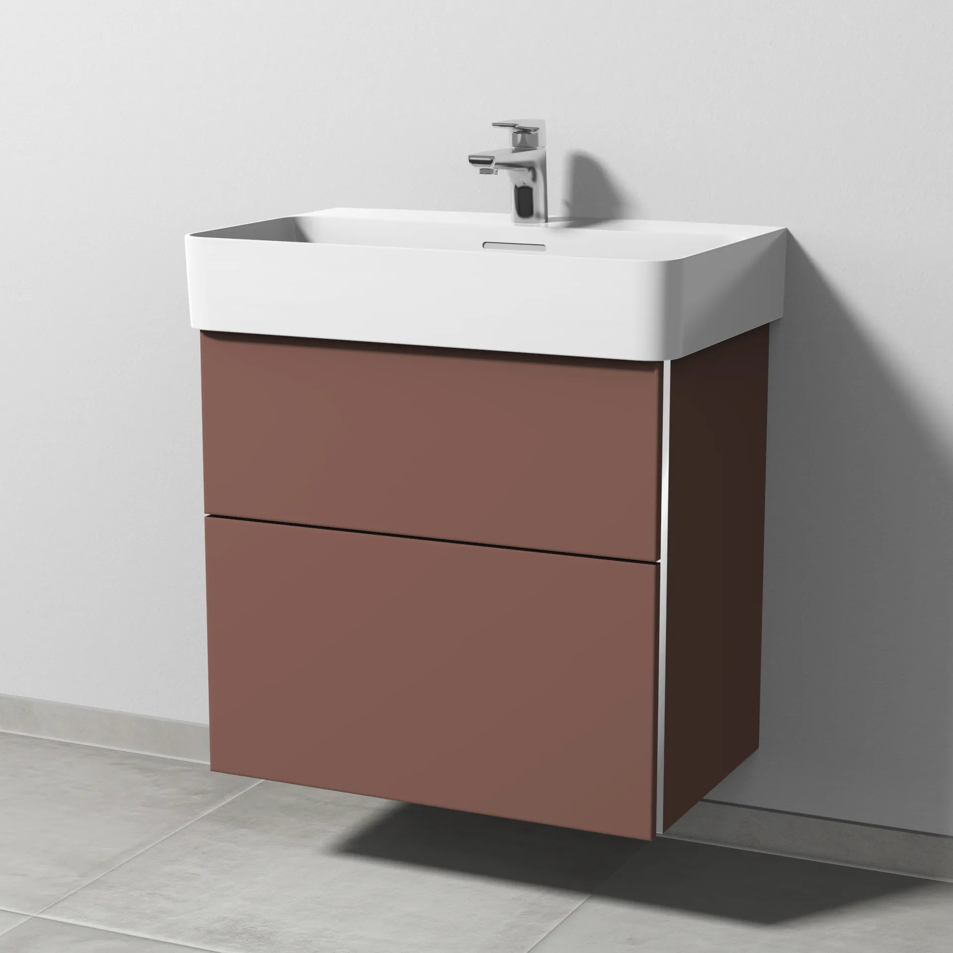 Sanipa Waschtischunterschrank „3way“ passend zu Keramik-Waschtische VAL von Laufen 610 × 588 × 397 mm in Wine-Red