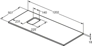 Waschtischplatte i.life B Ausschnitt links für eine Schale 1202x507x18mm Weiß matt Waschtischplatte i.life B Ausschnitt links für eine Schale 1202x507x18mm Weiß matt