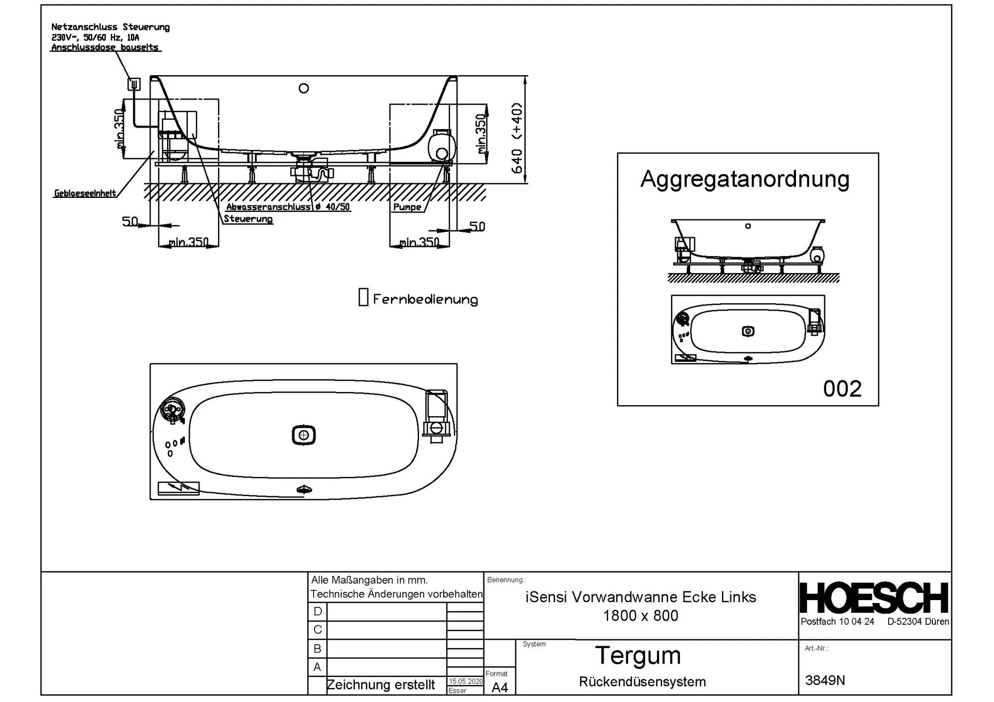 Hoesch Whirlwanne iSensi Tergum Vorwand 1800x800 links, weiß/verchromt, Motor links Hoesch Whirlwanne iSensi Tergum Vorwand 1800x800 links, weiß/verchromt, Motor links