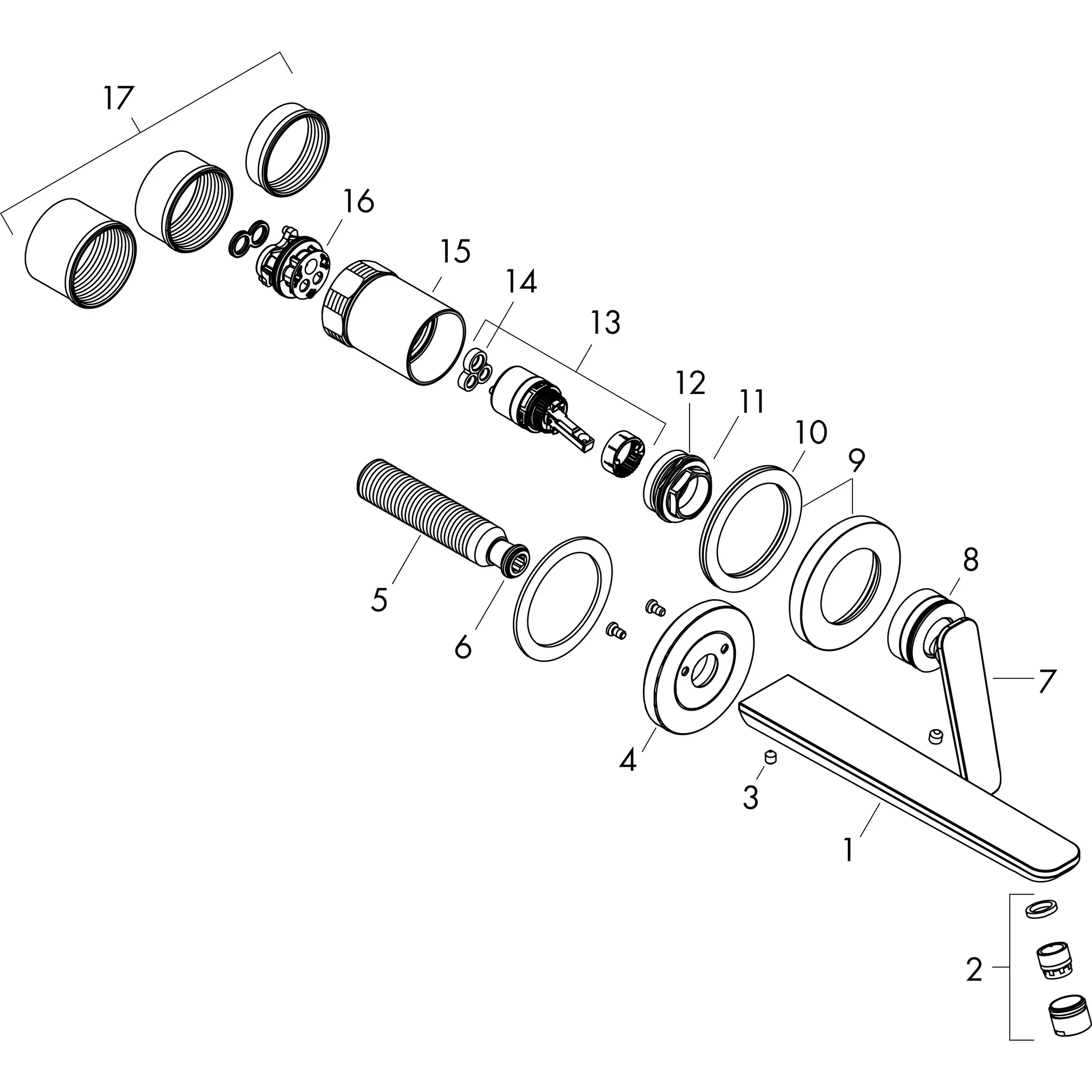 Hansgrohe AXOR Citterio C Einhebel-Waschtischmischer Unterputz Polished Black Chrome Ausladung 193 mm Hebelgriff Normalstrahl 5 l/min Keramikmischsystem DN15