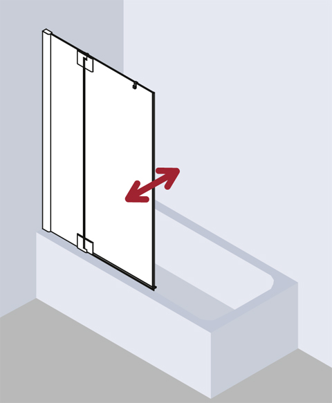 PASA XP PXDTL Pendelflügel mit Festfeld links, Höhe 1500 mm, Breitenverstellmaß 770-800 mm, Farbe Silber Mattglanz, Glas ESG Klar