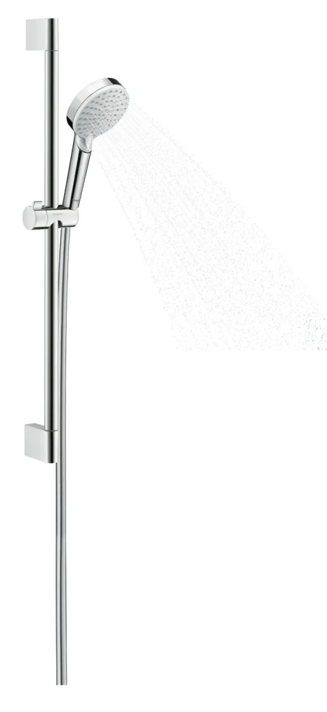 Hansgrohe Crometta Brausenkombi Vario Ecostat 1001 CL Thermostat, 65 cm Brausestange, weiß/chrom, 100 mm Brausekopfgröße