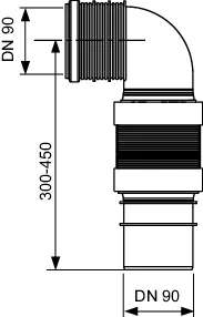 WC-Anschlussbogen DN 90, flexibel