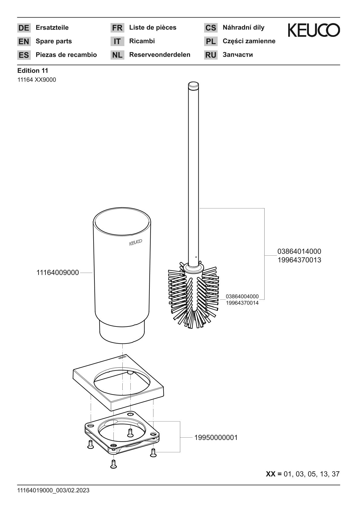 Edition 11 11164019000 Toilettenbürstengarnitur mit Echtkristall-Einsatz verchromt