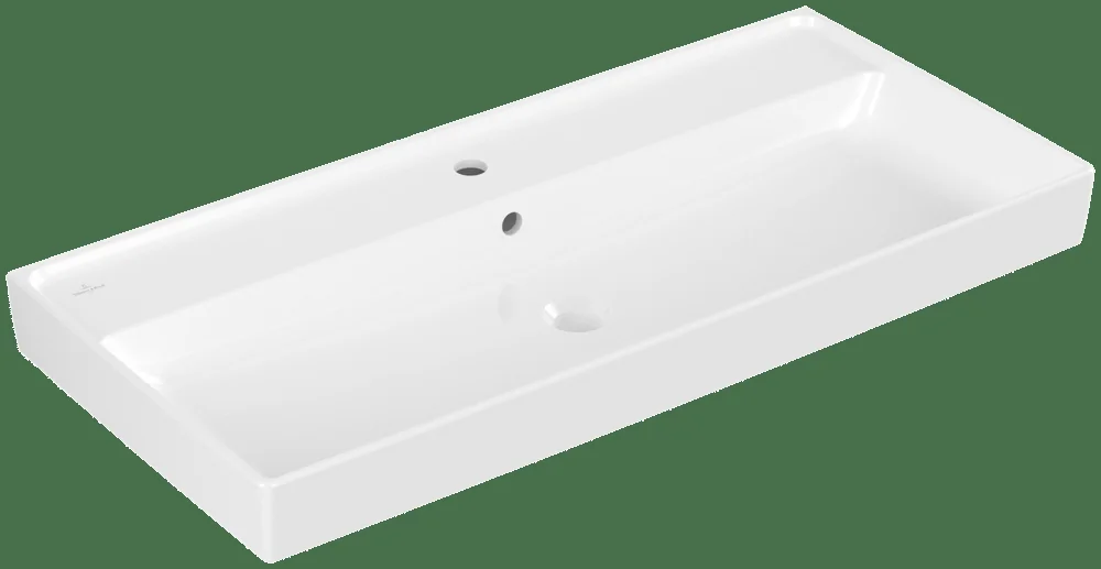Villeroy & Boch Schrankwaschtisch Collaro 4A331G, 1000x470mm, Rechteck, 1HL. mittleres Hahnloch durchgestochen, mit Überlauf, Unterseite geschliffen, Weiß Alpin