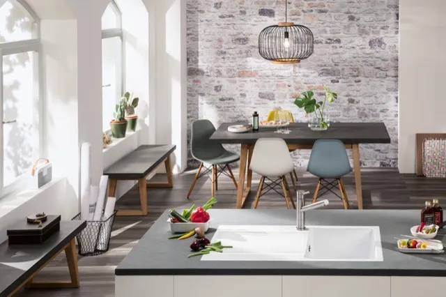 Villeroy & Boch flächenbündiges Küchenspülbecken „Siluet“ 50 flat 880 × 490 × 220 mm in Snow White