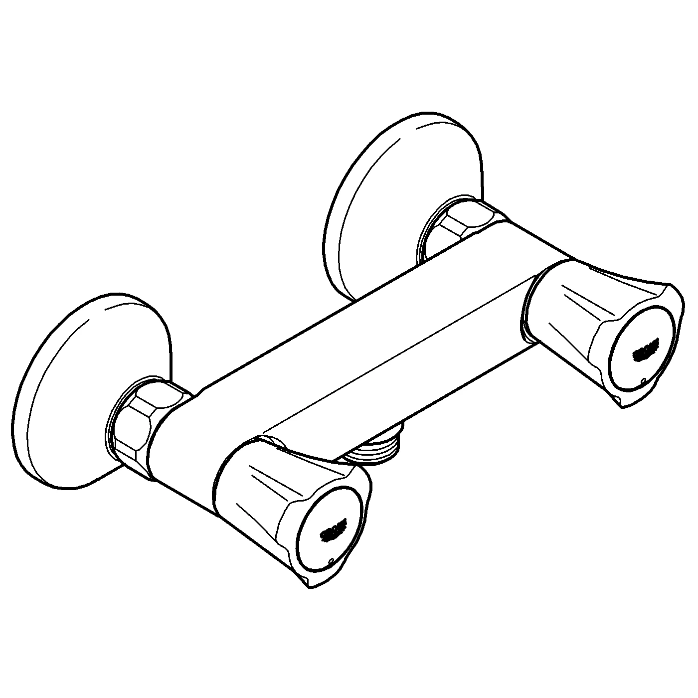 Brausebatterie Costa 26330_1, Wandmontage, eigensicher, chrom