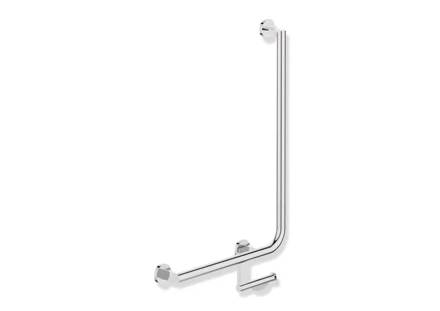 HEWI Winkelgriff mit WC-Papierrollenhalter, System 900, links, chrom