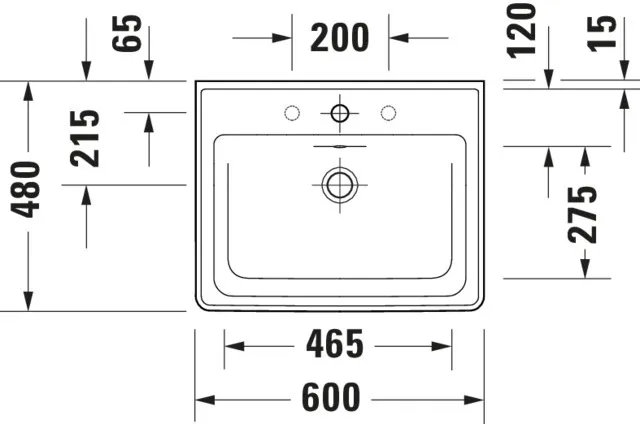 Wandwaschtisch „D-Neo“, mit Überlauf, Hahnlochposition mittig Wandwaschtisch „D-Neo“, mit Überlauf, Hahnlochposition mittig