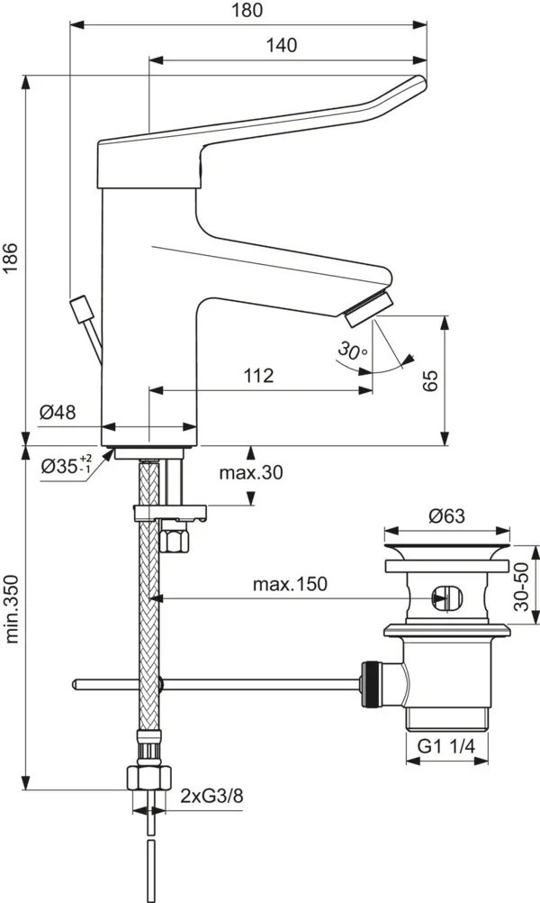 Waschtischarmatur Ceraplus mit Bügelgriff mit Ablaufgarnitur Ausladung 112mm Chrom Waschtischarmatur Ceraplus mit Bügelgriff mit Ablaufgarnitur Ausladung 112mm Chrom