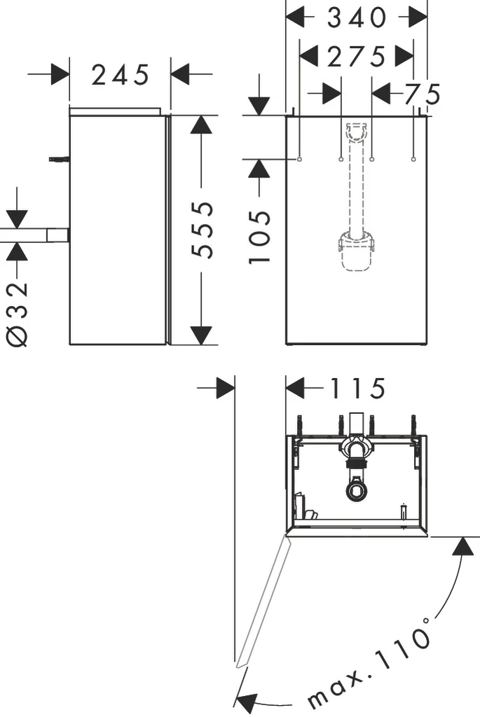 Xevolos E Waschtischunterschrank Mattweiß 340/245 für Handwaschbecken, Türanschlag links Weiß Metallic