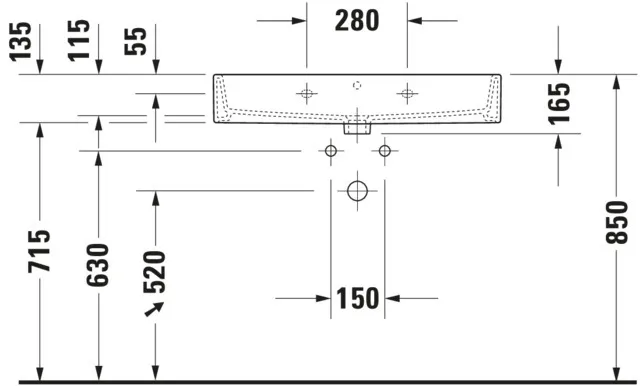 Wandwaschtisch „Vero Air“, mit Überlauf, Hahnlochposition mittig Wandwaschtisch „Vero Air“, mit Überlauf, Hahnlochposition mittig