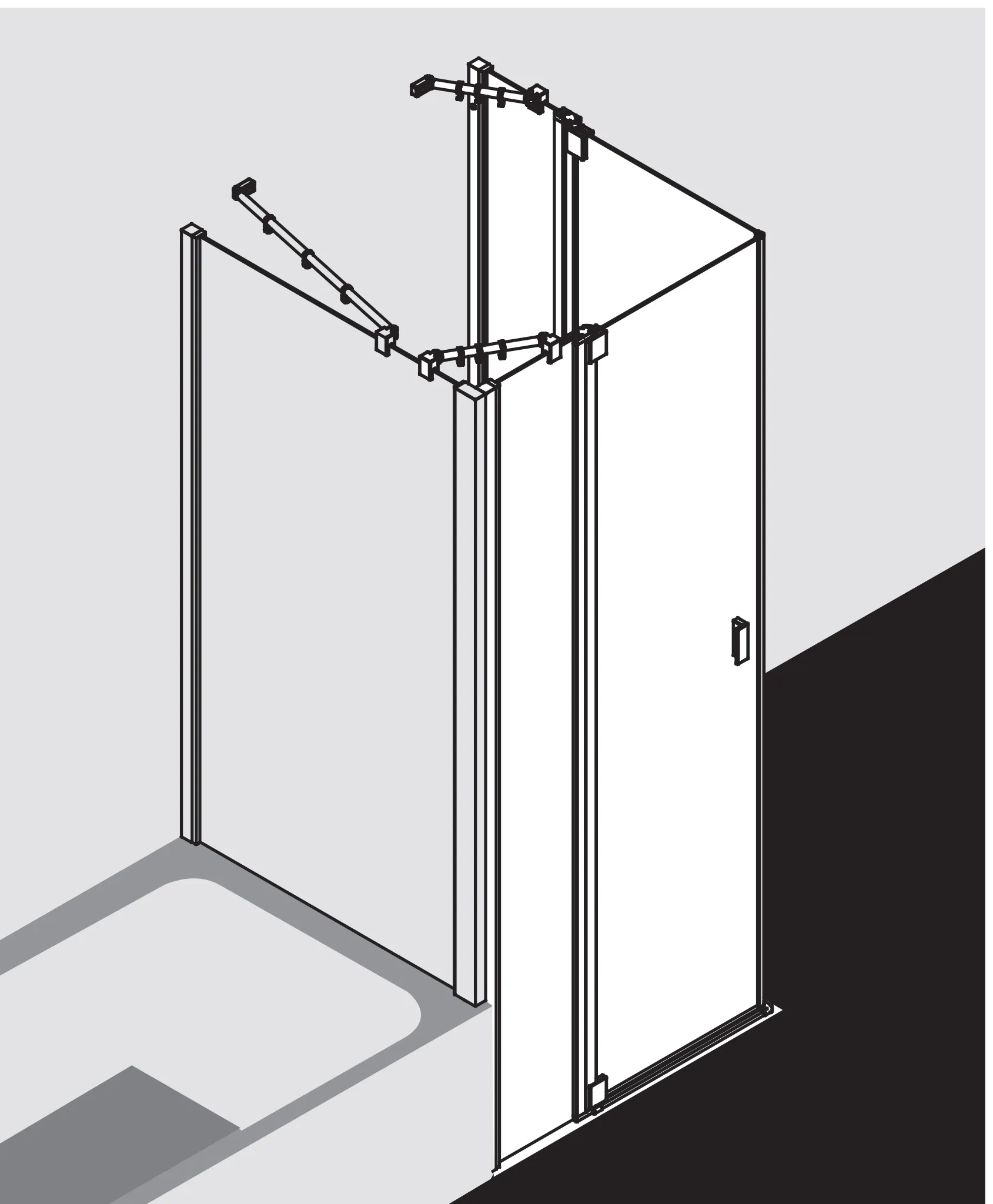 Kermi Duschtür Eckeinstieg 2-teilig Pendeltüren mit Festfeldern Halbteil rechts „RAYA“ Glas SR Opaco, Profile Silber Hochglanz, BV: 970 - 1000 mm GAK: 955 - 985 mm WE: 980 - 1010 mm H: 2000 mm Kermi Duschtür Eckeinstieg 2-teilig Pendeltüren mit Festfeldern Halbteil rechts „RAYA“ Glas SR Opaco, Profile Silber Hochglanz, BV: 970 - 1000 mm GAK: 955 - 985 mm WE: 980 - 1010 mm H: 2000 mm