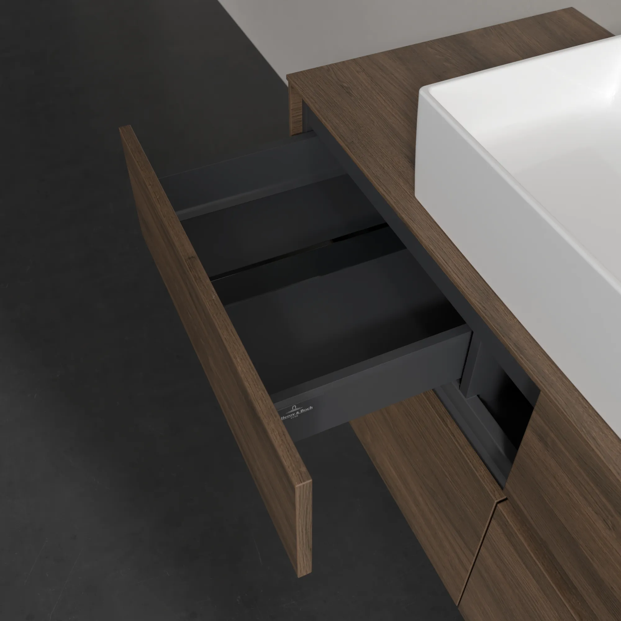 Villeroy & Boch Waschbeckenunterschrank Collaro Arizona Oak, 1200x548 mm, mit Beleuchtung und SoftClosing, 4 Auszüge