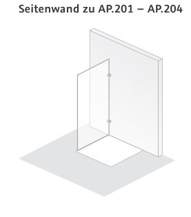 HSK rahmenlose Seitenwand AP.201 -AP.204 „Atelier Plan Pur“ Glas Mattglas, Scharniere Chromoptik (Alu Hochglanz poliert), für #Türbreite#, Sondergröße HSK rahmenlose Seitenwand AP.201 -AP.204 „Atelier Plan Pur“ Glas Mattglas, Scharniere Chromoptik (Alu Hochglanz poliert), für #Türbreite#, Sondergröße