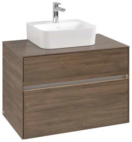 Villeroy & Boch Waschtischunterschrank „Collaro“ 800 × 548 × 500 mm Arizona Oak, mit Beleuchtung, für Becken mittig