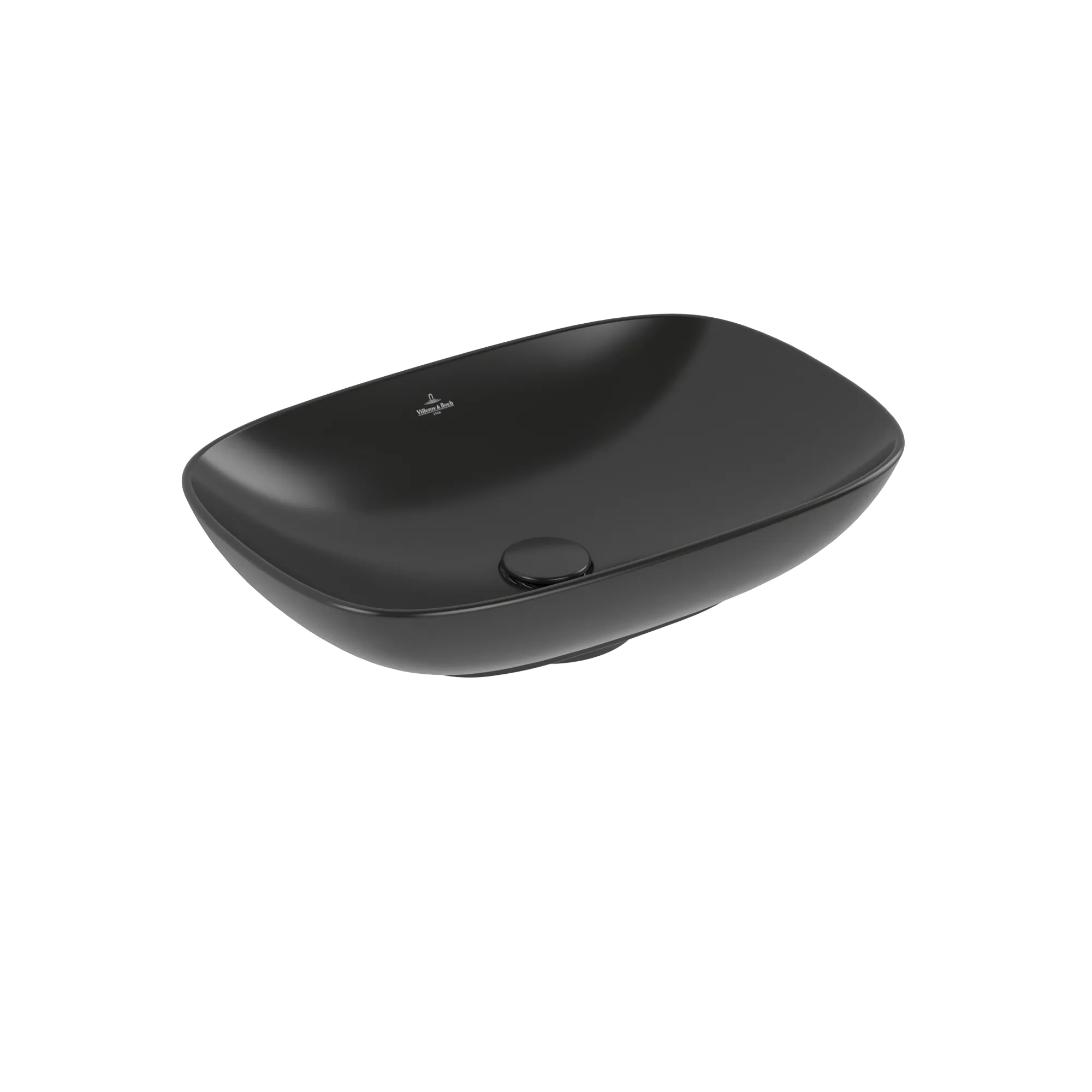 Villeroy & Boch Aufsatzwaschbecken Loop & Friends Pure Black CeramicPlus, 120 x 560 x 380 mm, TitanCeram, matt, mit Überlauf