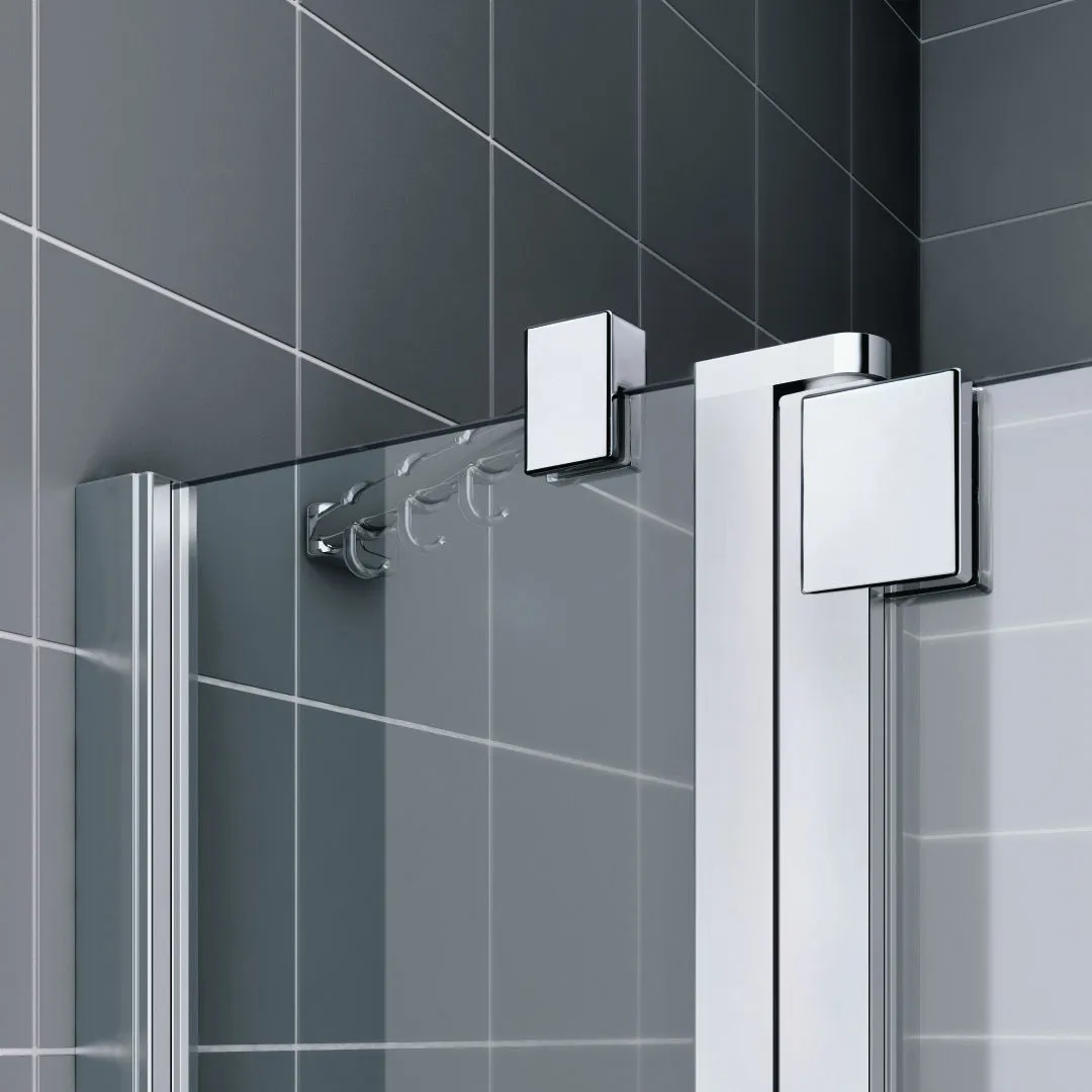 Kermi Duschtür Eckeinstieg 2-teilig Pendeltüren mit Festfeldern Halbteil links „RAYA“ Glas Klar, Profile Silber Hochglanz, BV: 770 - 800 mm GAK: 755 - 785 mm WE: 780 - 810 mm H: 2000 mm Kermi Duschtür Eckeinstieg 2-teilig Pendeltüren mit Festfeldern Halbteil links „RAYA“ Glas Klar, Profile Silber Hochglanz, BV: 770 - 800 mm GAK: 755 - 785 mm WE: 780 - 810 mm H: 2000 mm