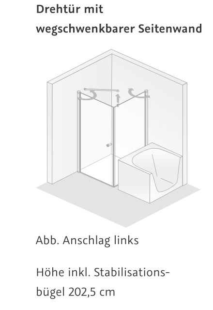 HSK teilgerahmte Drehtür „Exklusiv“ für wegschwenkbare Seitenwand Glas Grau, Profile Chromoptik (Alu Hochglanz poliert), B: 750 mm H: 2000 mm HSK teilgerahmte Drehtür „Exklusiv“ für wegschwenkbare Seitenwand Glas Grau, Profile Chromoptik (Alu Hochglanz poliert), B: 750 mm H: 2000 mm