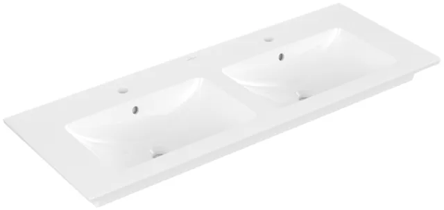 Villeroy & Boch Doppelwaschtisch „Venticello“ 1300 × 500 × 170 mm, für Becken mittig, mit Hahnlochbohrung, Hahnlochposition links und rechts in Weiß Alpin Villeroy & Boch Doppelwaschtisch „Venticello“ 1300 × 500 × 170 mm, für Becken mittig, mit Hahnlochbohrung, Hahnlochposition links und rechts in Weiß Alpin