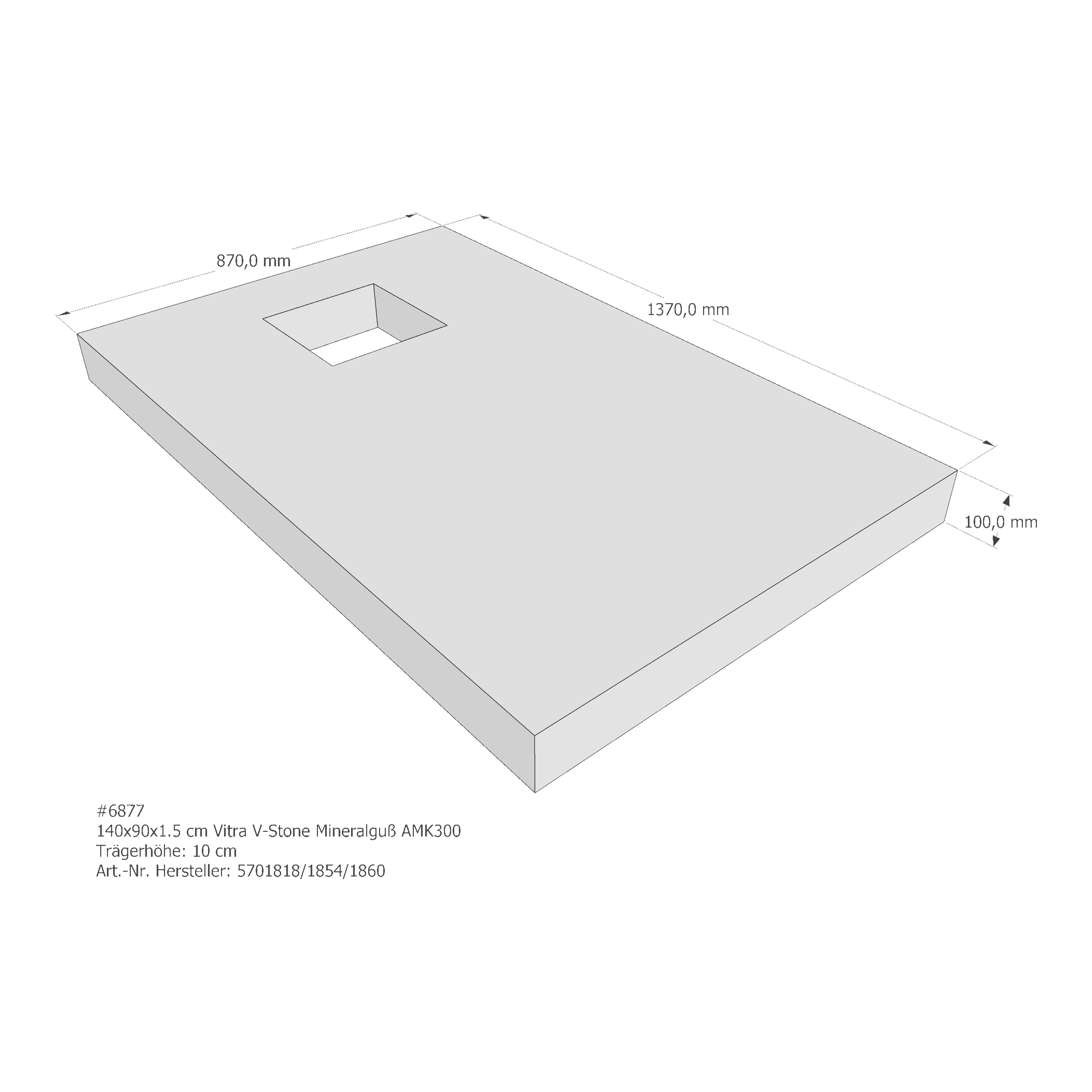 Duschwannenträger für VitrA V-Stone 140 × 90 × 1,5 cm Duschwannenträger für VitrA V-Stone 140 × 90 × 1,5 cm