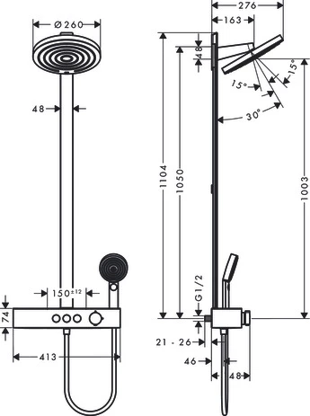 Showerpipe Pulsify 260 2jet mit Brausethermostat Aufputz chrom