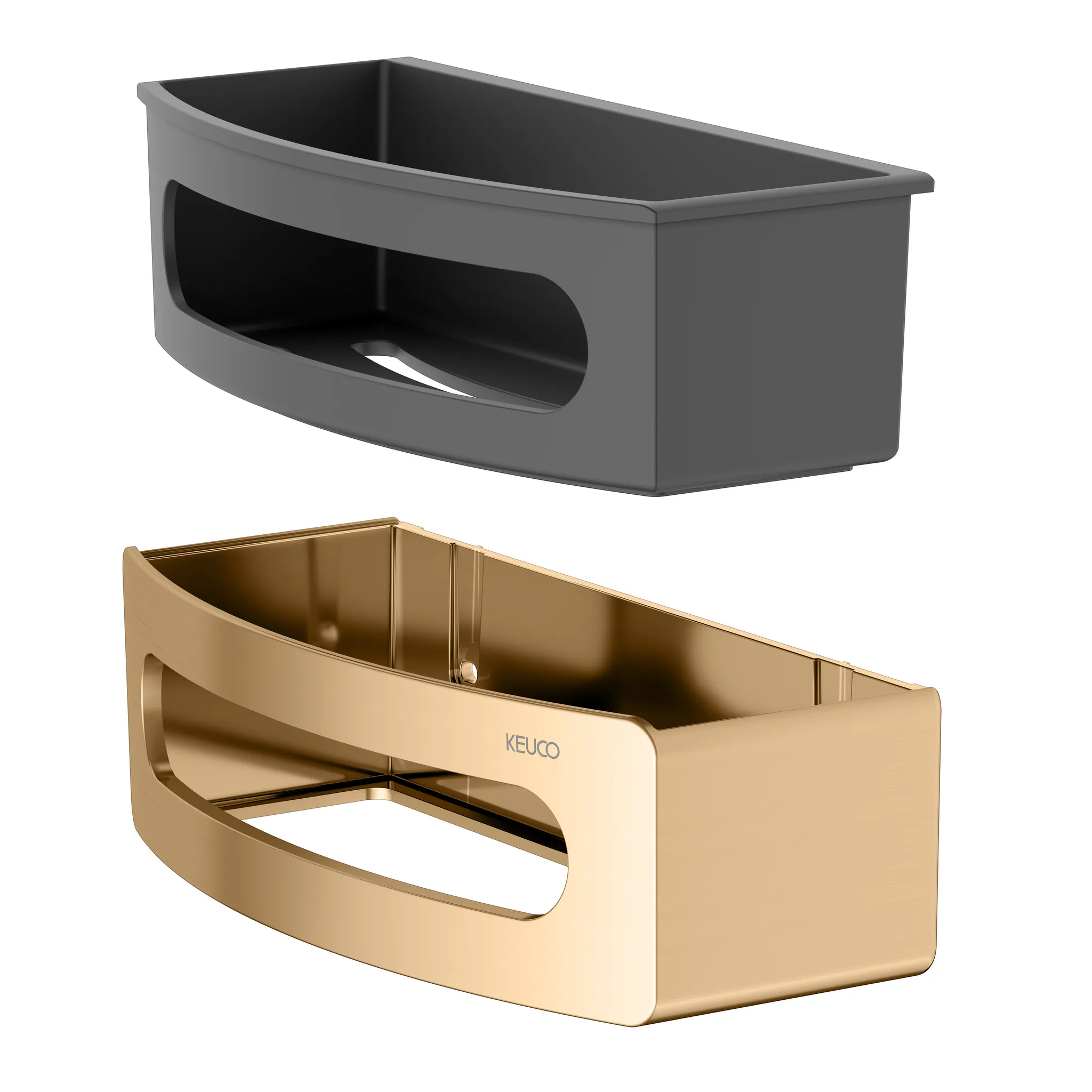KEUCO ELEGANCE Duschablage Kunststoff-Einsatz anthrazit Messing gebürstet KEUCO ELEGANCE Duschablage Kunststoff-Einsatz anthrazit Messing gebürstet