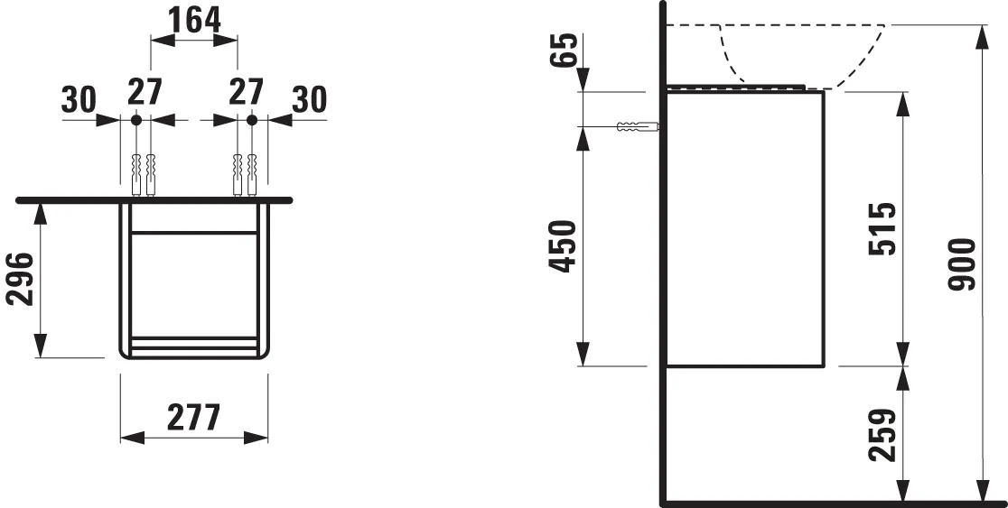 Waschtischunterbau BASE für INO 296x277x515 1 Tür Scharnier rechts mit Griff aluminium eloxiert für Waschtisch H815301 weiß matt Waschtischunterbau BASE für INO 296x277x515 1 Tür Scharnier rechts mit Griff aluminium eloxiert für Waschtisch H815301 weiß matt