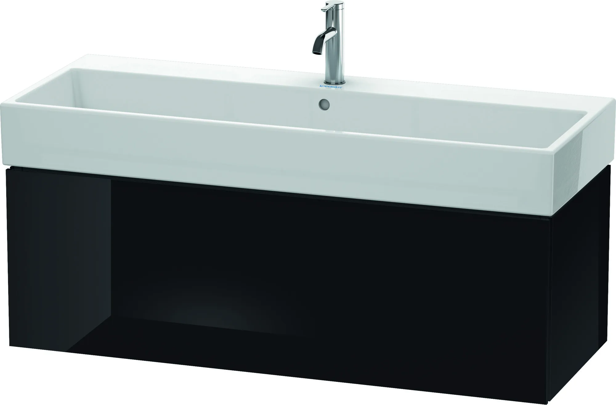 Duravit Waschtischunterschrank wandhängend „L-Cube“ 118,4 × 39,4 × 45,9 cm Schwarz Hochglanz