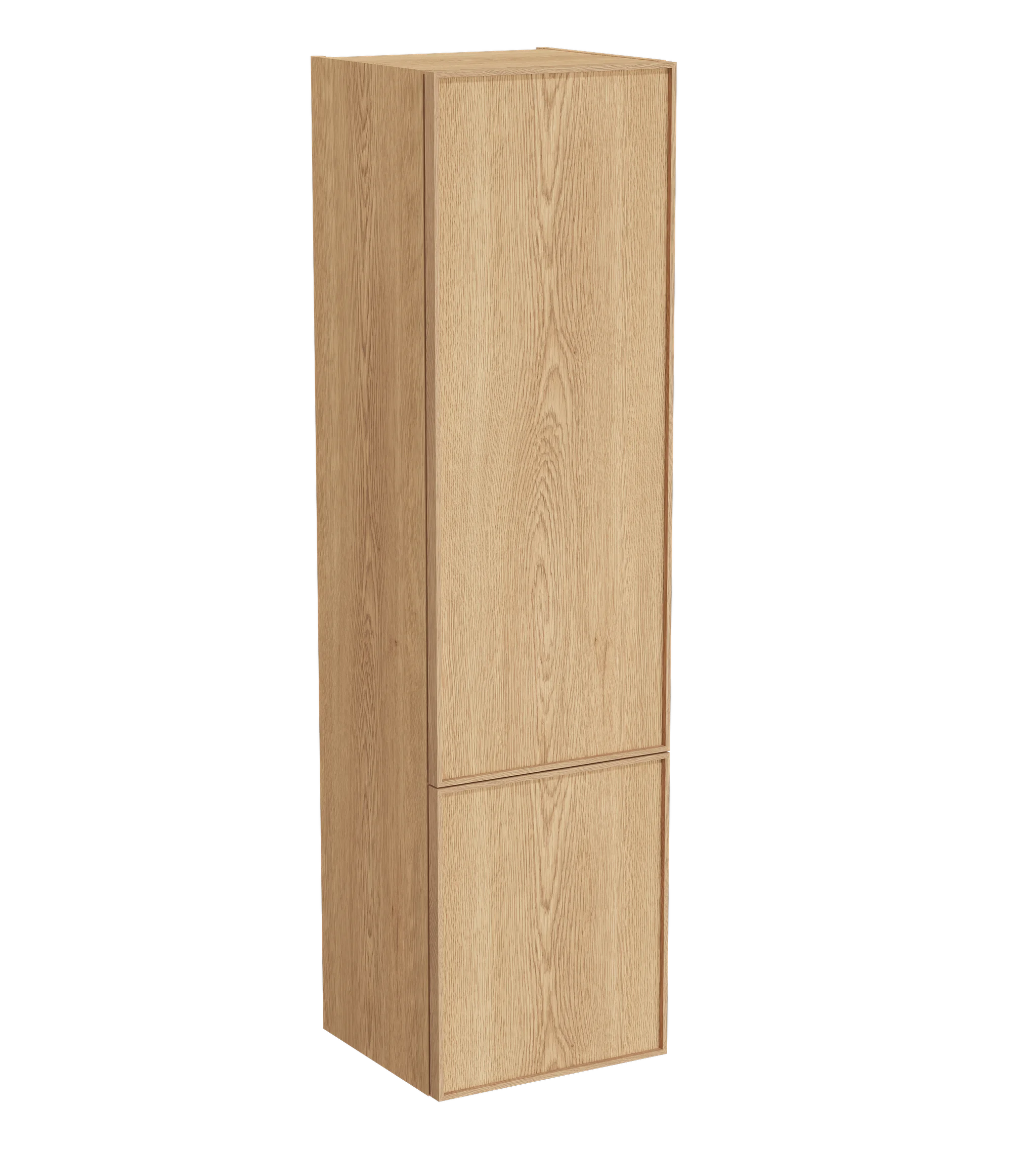 VitrA New Metropole Edge Hochschrank, 40 x 37 x 150 cm, Eiche Hell, Wandmontage mit Softclose & Push-Open Türen, 2 Glaseinlegeböden