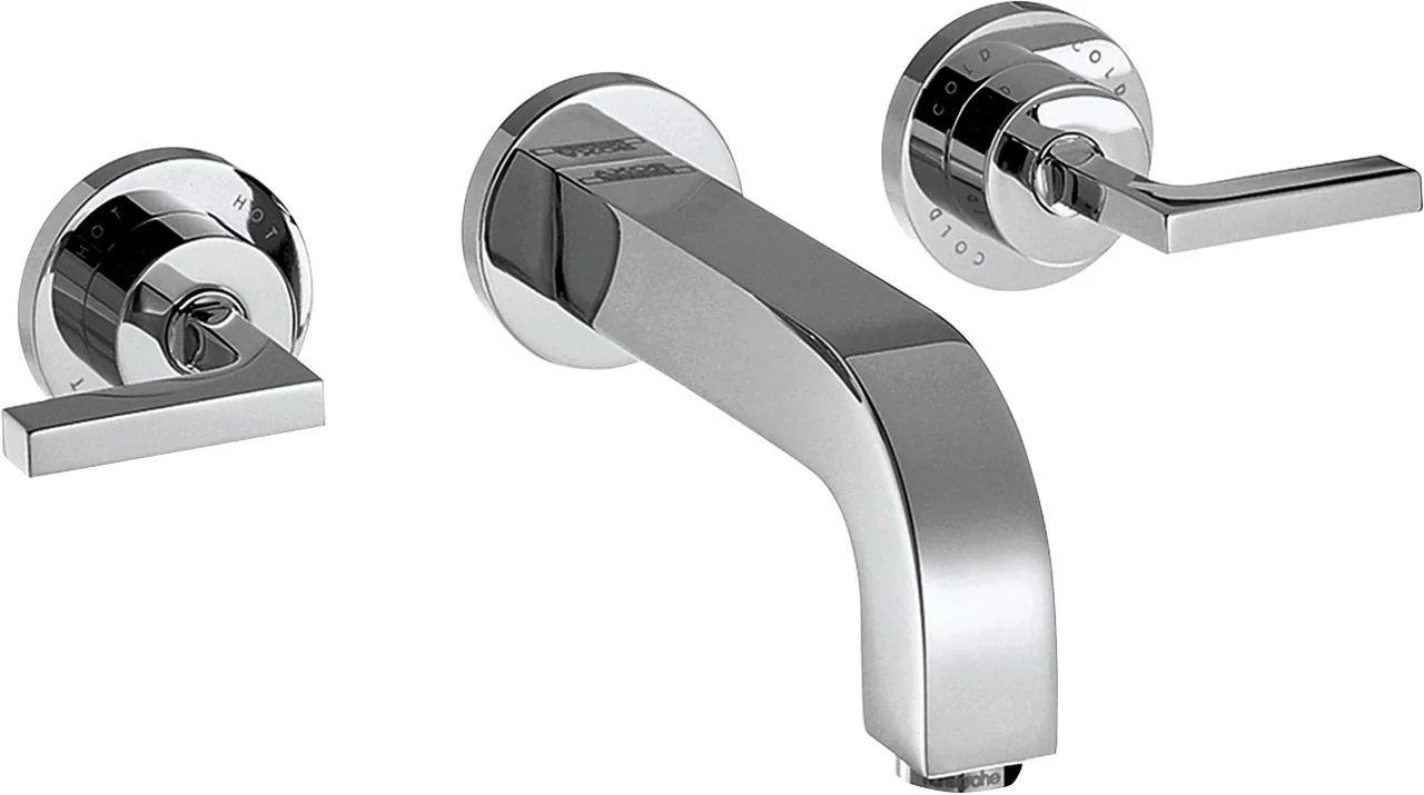 Hansgrohe AXOR Citterio 3-Loch Waschtischarmatur Unterputz, Chrom, Ausladung 162 mm, Hebelgriff, Normalstrahl, max. Durchfluss 5 l/min