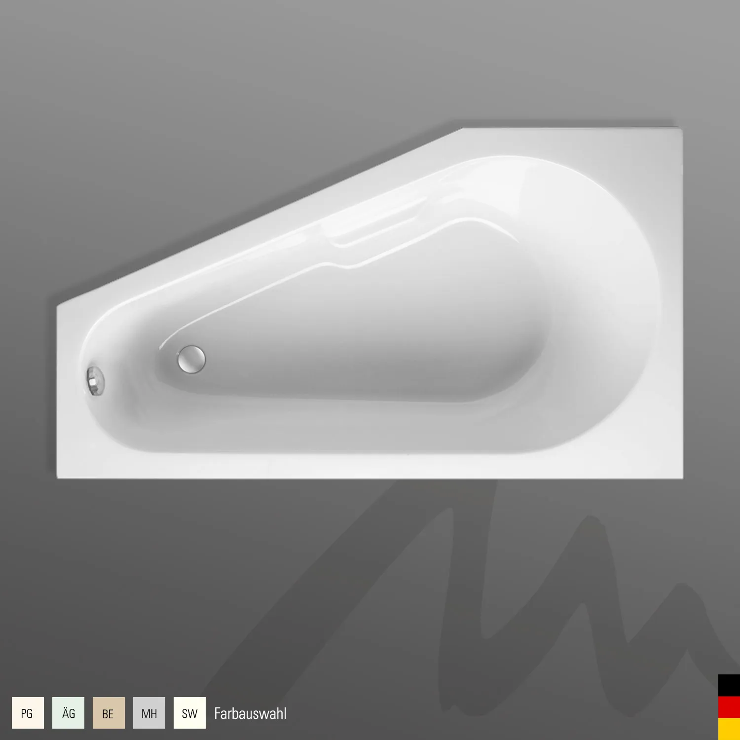 Mauersberger Acryl-Badewanne stricta 160⁄80 rechts, 1600x800x465, Farbgruppe 2 Mauersberger Acryl-Badewanne stricta 160⁄80 rechts, 1600x800x465, Farbgruppe 2