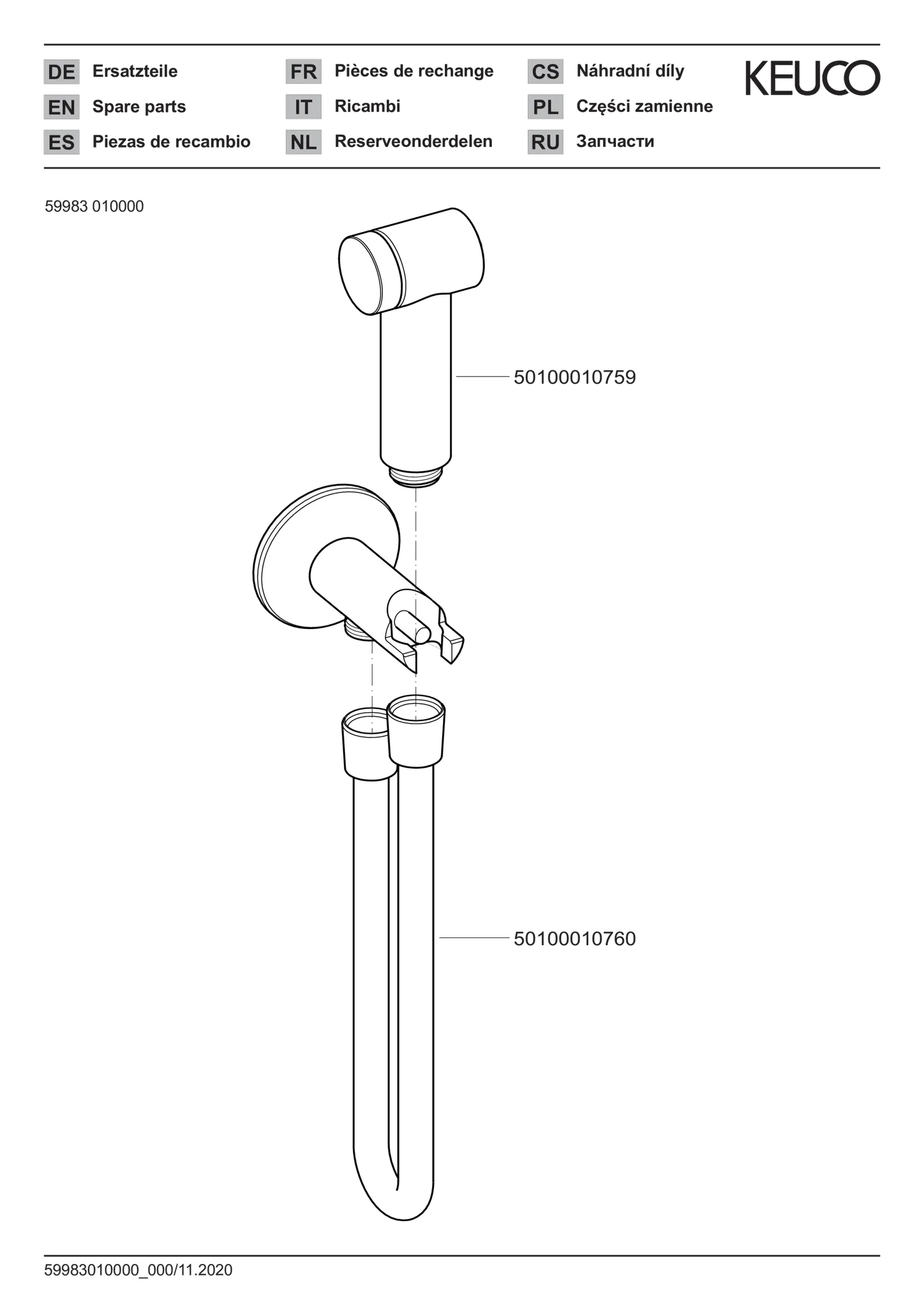 Arm.-Zub. 59983010000 Hygienebrause mit Schlauchanschluß verchromt