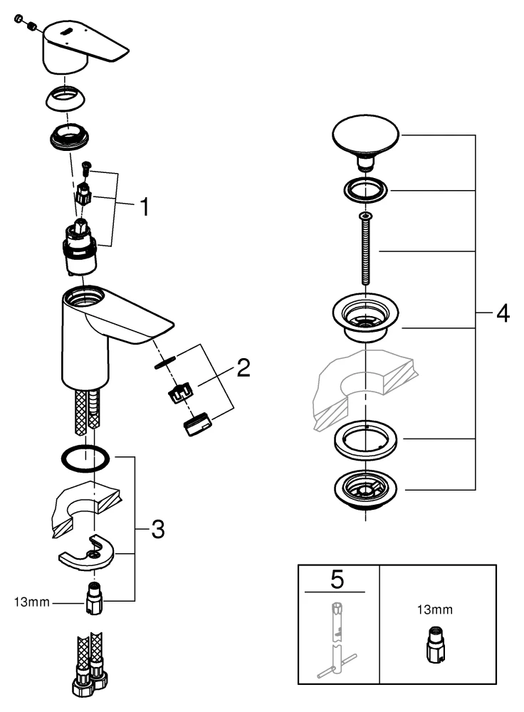 Grohe BauEdge Einhand-Waschtischbatterie, ½ S-Size, chrom Grohe BauEdge Einhand-Waschtischbatterie, ½ S-Size, chrom