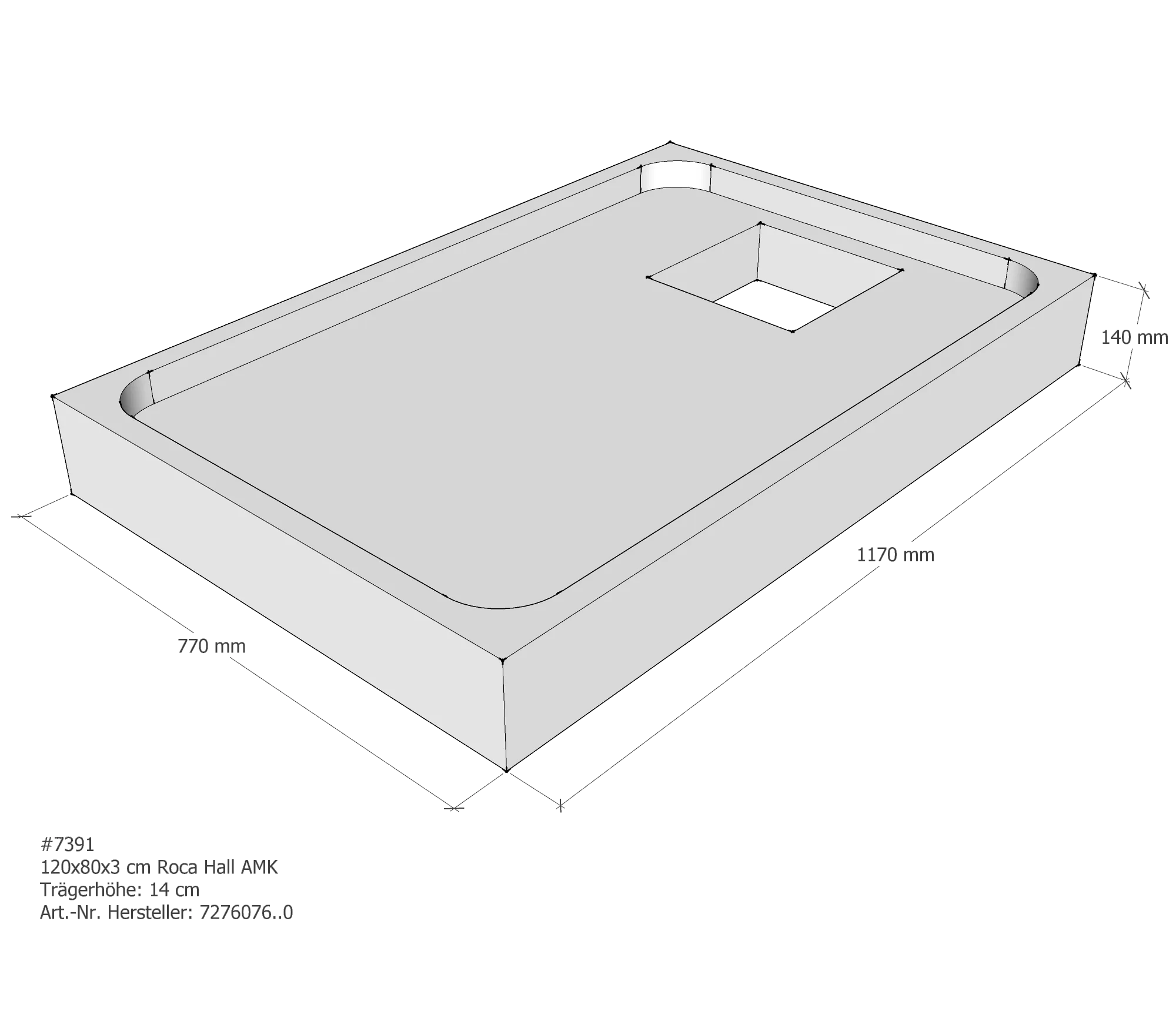 Duschwannenträger für Roca Hall 120 × 80 × 4 cm Duschwannenträger für Roca Hall 120 × 80 × 4 cm