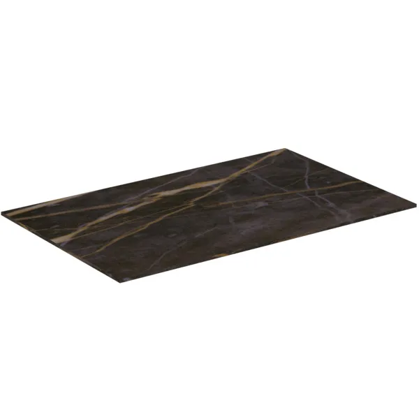 Waschtischplatte Conca, aus Keramik, 602x373x6mm, Marmor Noir Desir