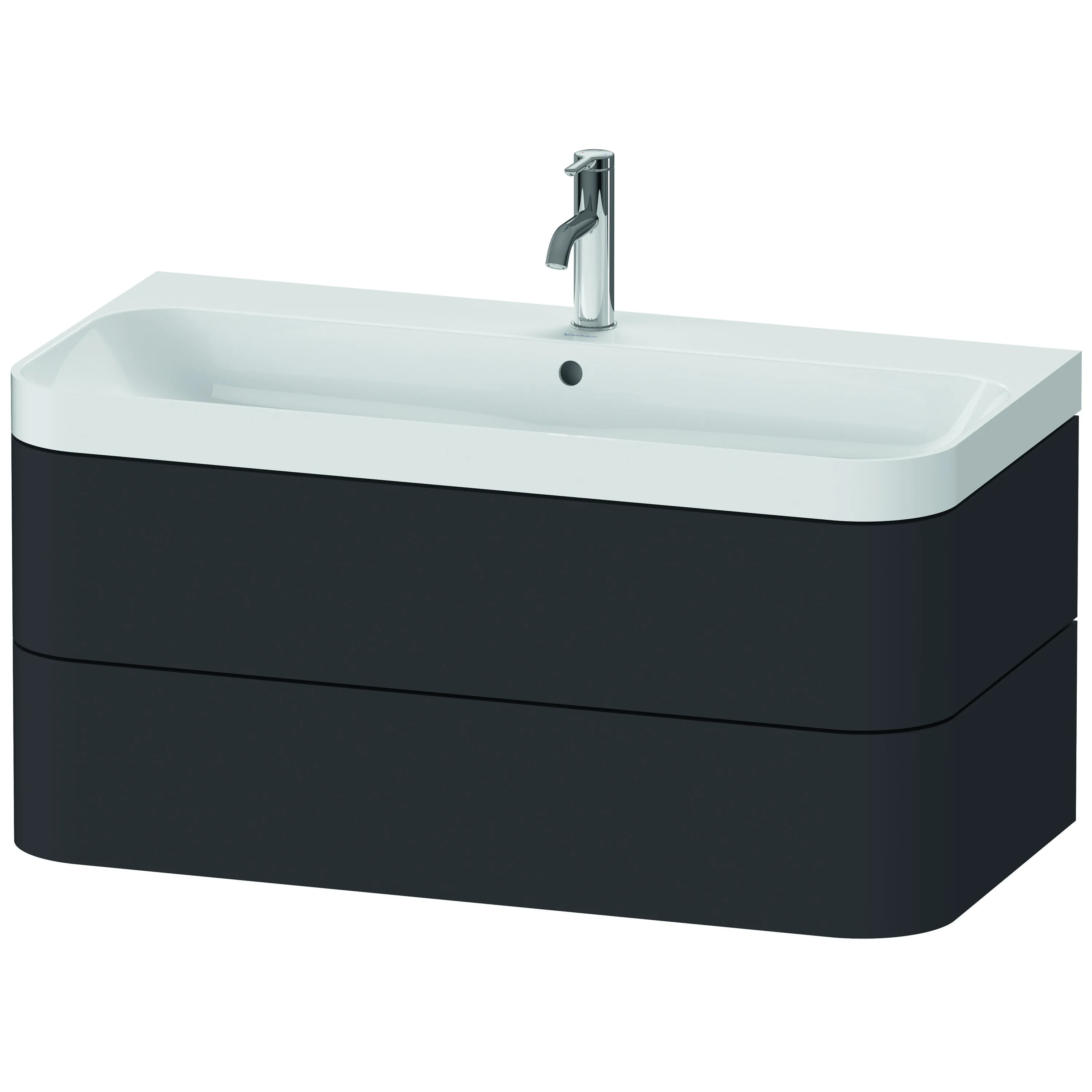 Duravit Waschtischunterschrank c-shaped Set wandhängend „Happy D.2 Plus“ 97,5 × 48 × 49 cm Graphit Supermatt