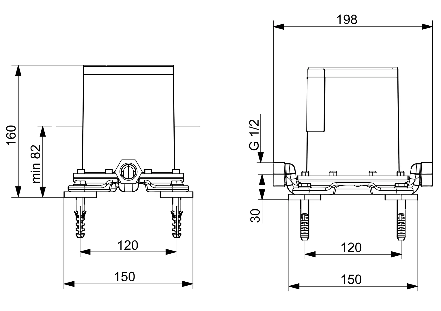 HansaVARIO UP-Rohbauset Bade- und Brausearmatur HansaVARIO 5328 DN15