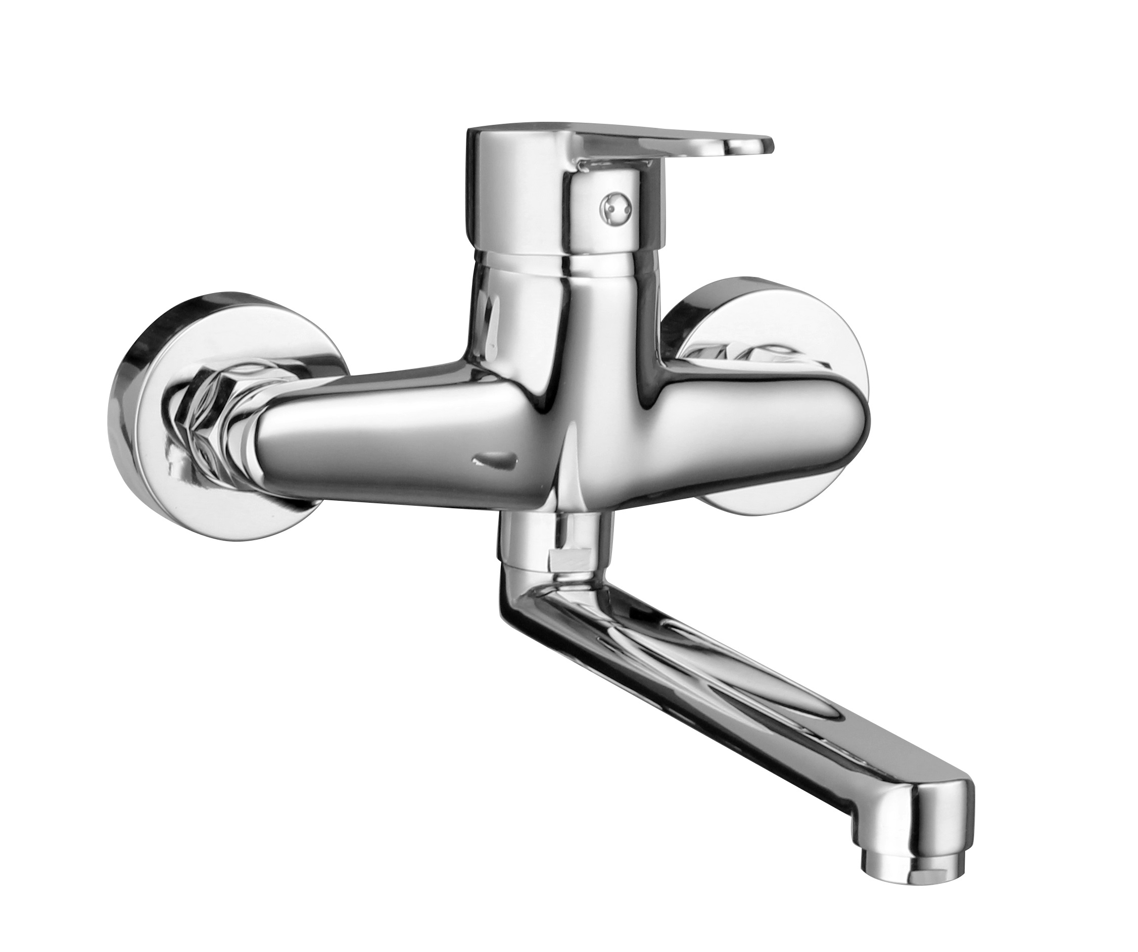 Wandspültisch-Einhandbatterie AqvaBasic III - S-Anschlüsse mit Rosetten - schwenkbarer Auslauf 200 mm - Kartusche mit keramischen Dichtscheiben - Heißwassersperre - Wassermengendurchflussregulierung - chrom Wandspültisch-Einhandbatterie AqvaBasic III - S-Anschlüsse mit Rosetten - schwenkbarer Auslauf 200 mm - Kartusche mit keramischen Dichtscheiben - Heißwassersperre - Wassermengendurchflussregulierung - chrom