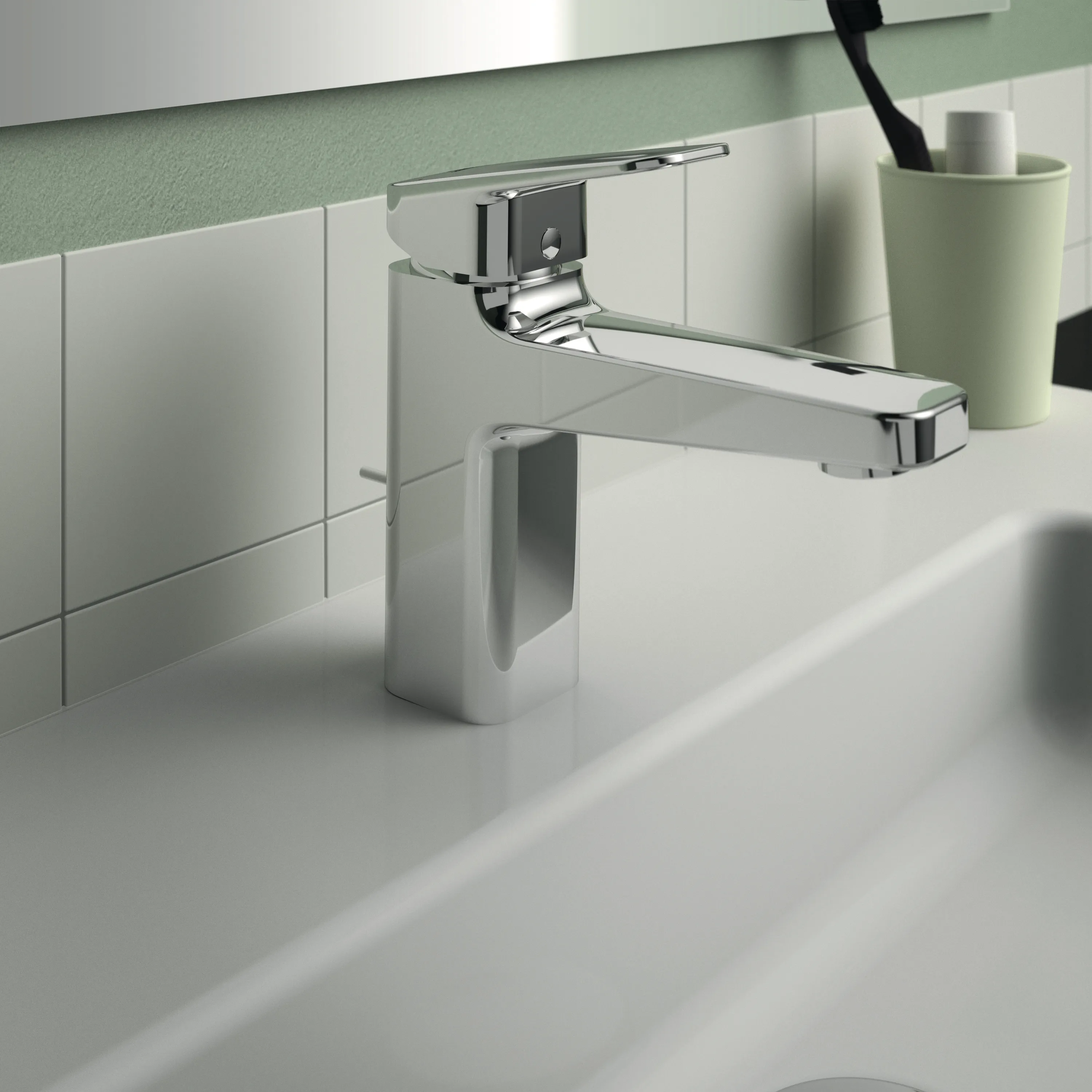 Ideal Standard Waschtischarmatur Ceraplan H90 mit Ablaufgarnitur Ausladung 124mm Easyfix+ Chrom Ideal Standard Waschtischarmatur Ceraplan H90 mit Ablaufgarnitur Ausladung 124mm Easyfix+ Chrom