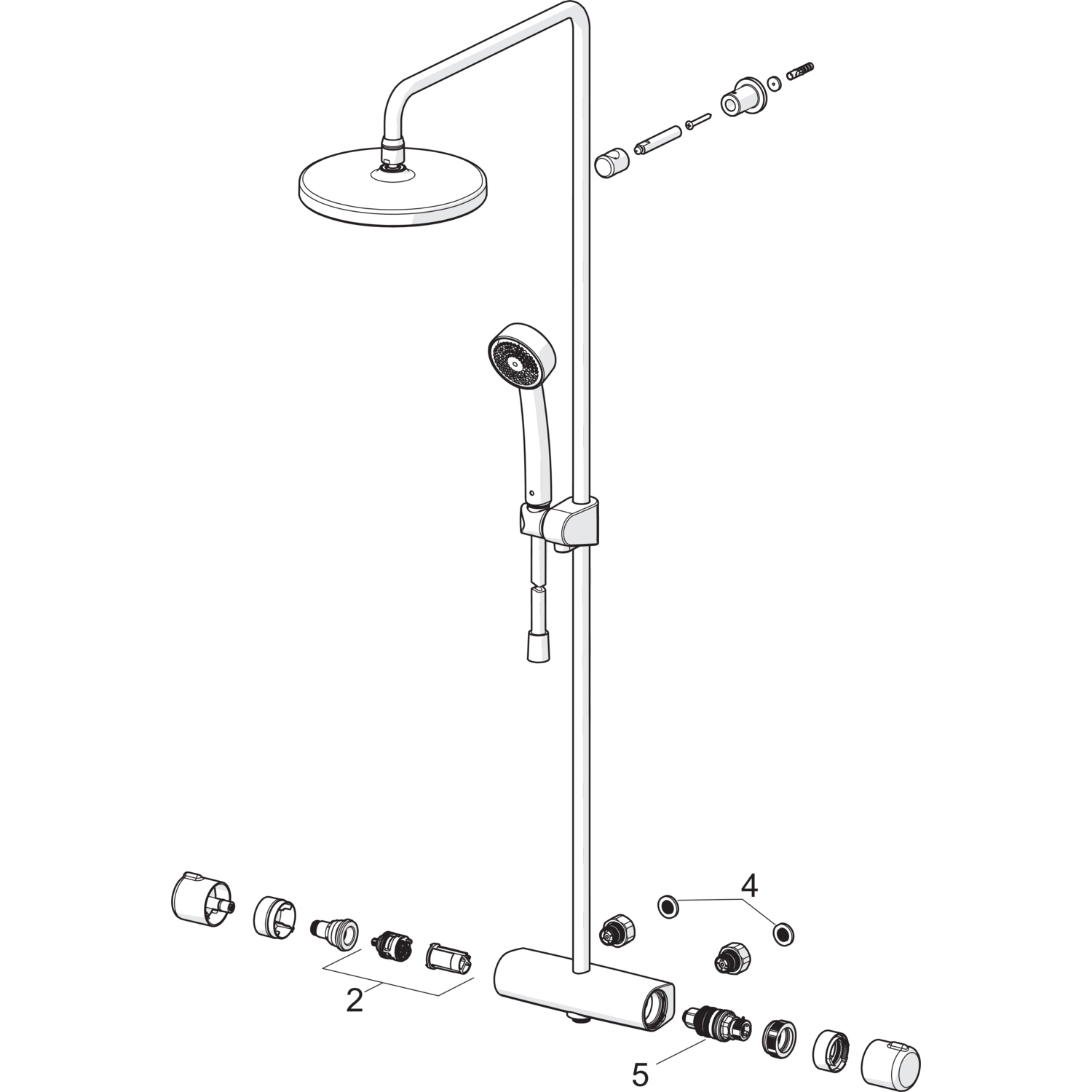 HA Regenbrause-Duscharmatur HANSAMICRA 4435 3-strahlig Ausladung 445-470 mm Chrom