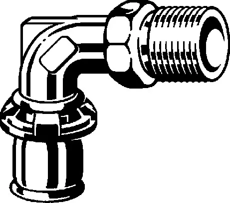 Viega „Sanfix P“ 90°- Übergangsbogen mit 1 Muffe und Außengewinde 25 mm × 1″