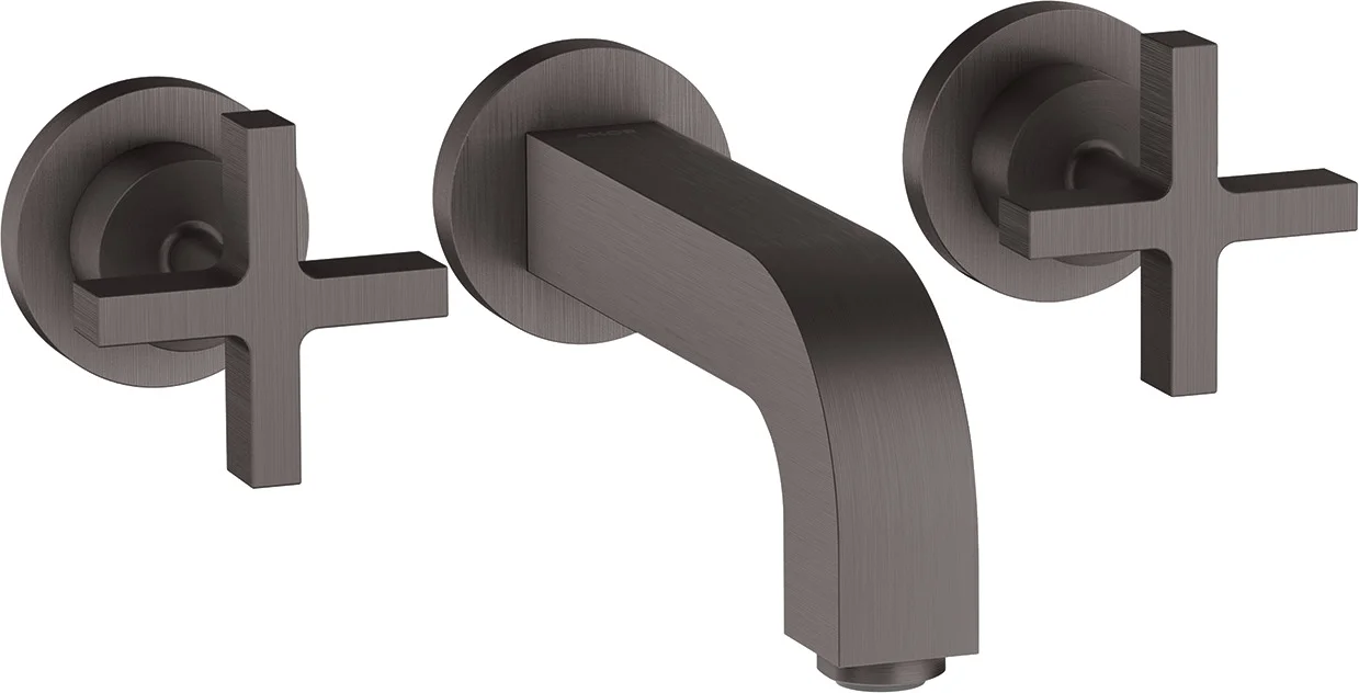Hansgrohe AXOR Citterio 3-Loch Waschtischarmatur Unterputz, Brushed Black Chrome, Ausladung 162 mm, Kreuzgriff, Normalstrahl