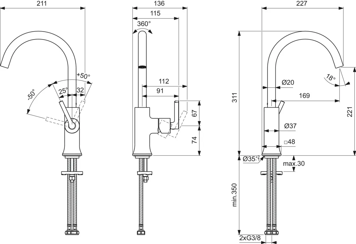 Einhand-Waschtischarmatur „JoyNeo“ Ausladung 169 mm in Chrom