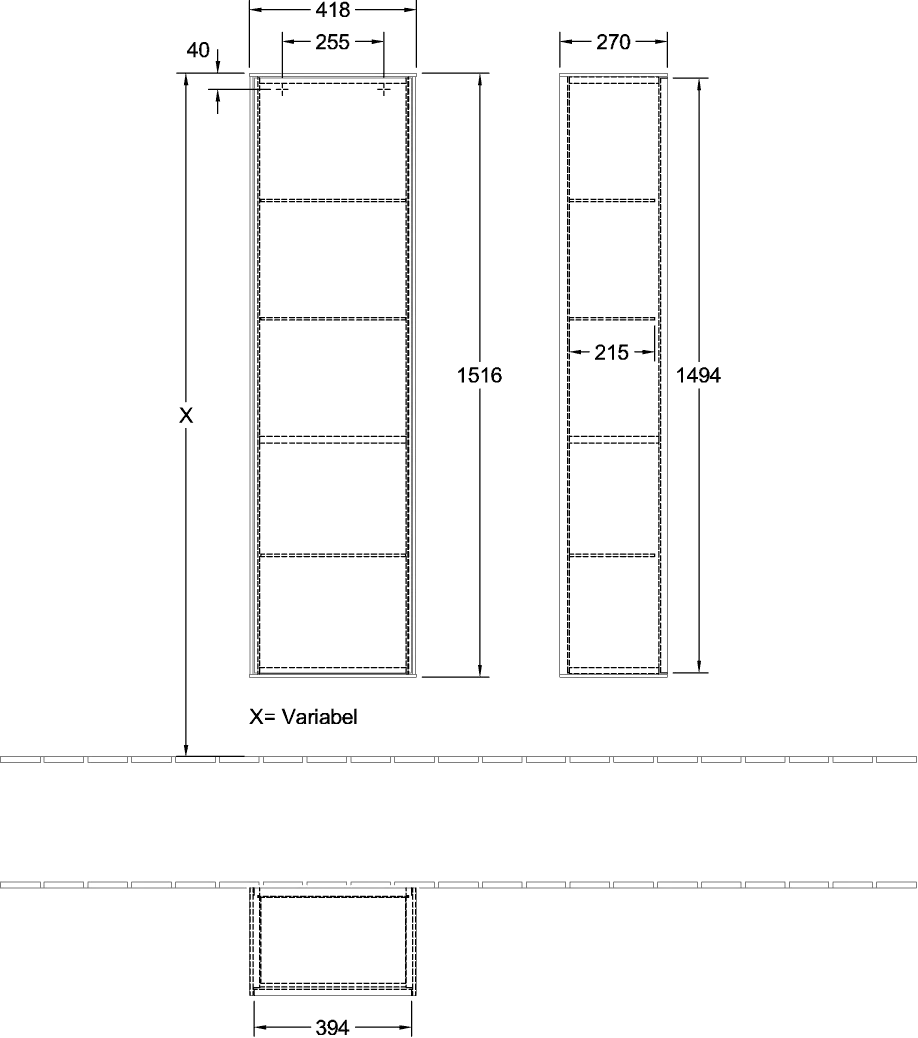 Villeroy & Boch Finion Hochschrank F48, anthrazit Villeroy & Boch Finion Hochschrank F48, anthrazit