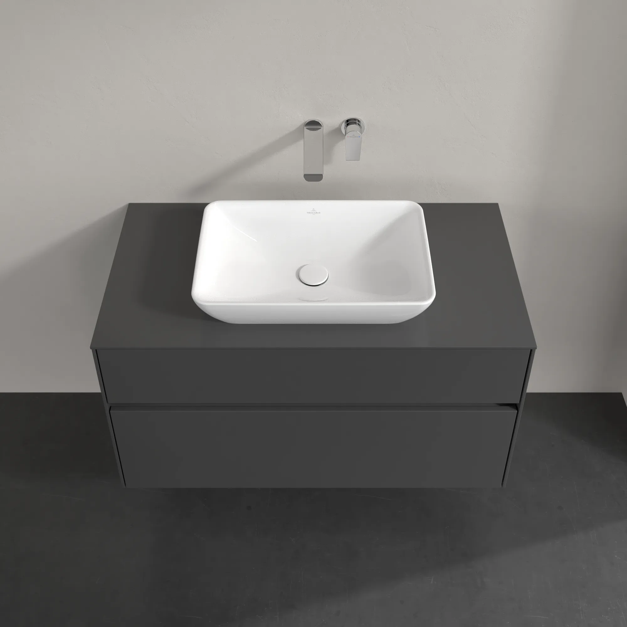 Villeroy & Boch Waschtischunterschrank „Collaro“ 1000 × 548 × 500 mm Glossy Grey, ohne Beleuchtung, für Becken mittig