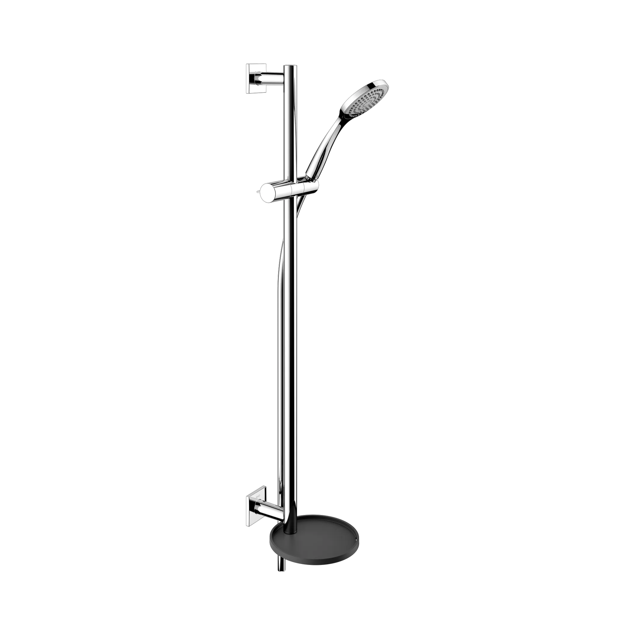 IXMO 59587010912 Brause-Set eckig mit Ablage schwarzgrau 855 mm verchromt