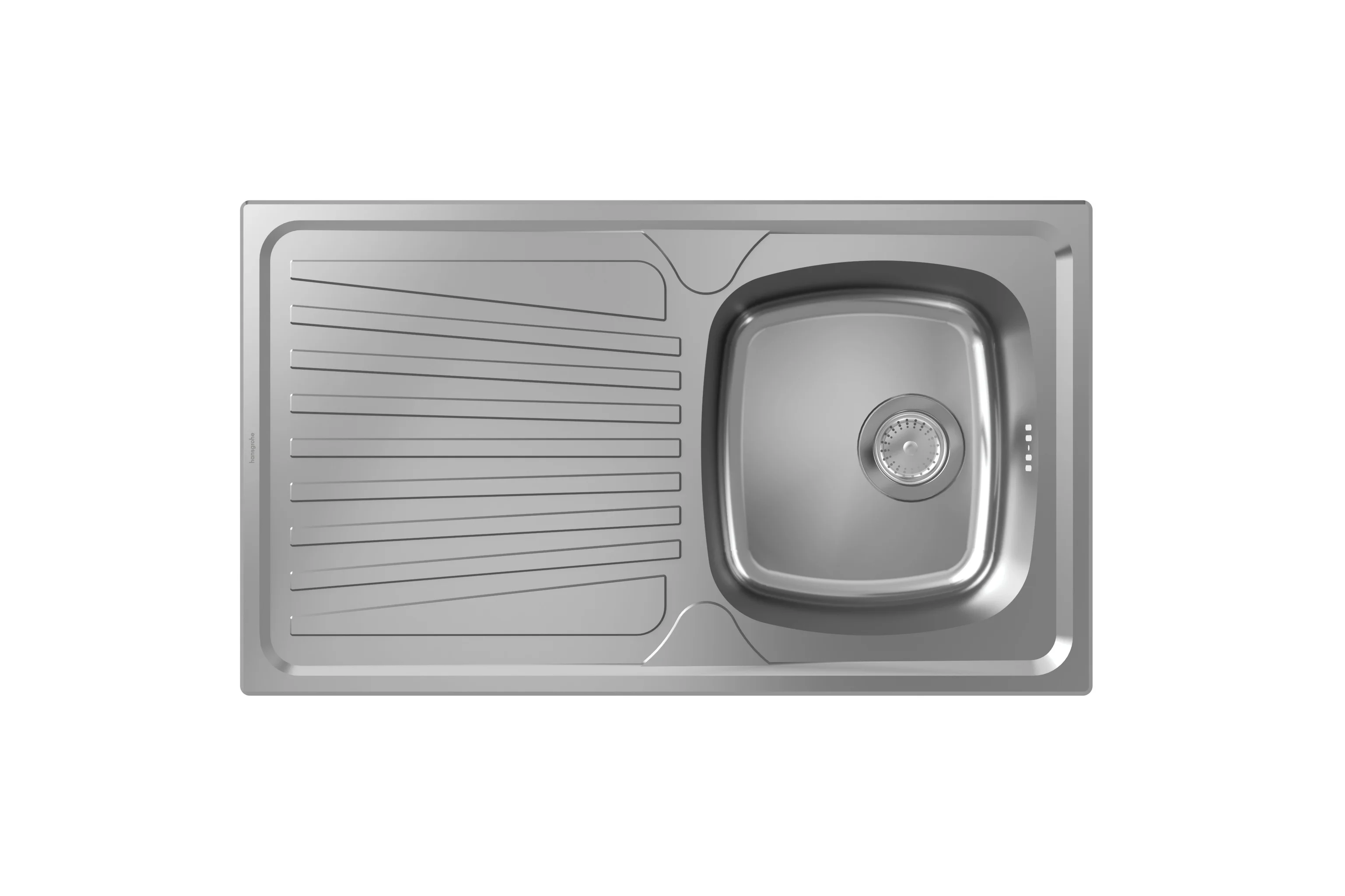 Hansgrohe Einbauspüle S21 Edelstahl, 840 x 480 mm, reversibel, Aufbau, 1 Hauptbecken mit Abtropffläche