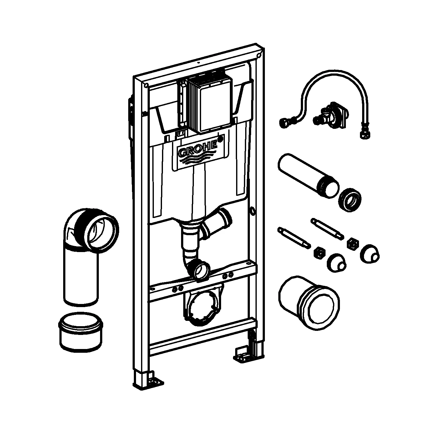 Wand-WC-Element Rapid SL 39002, Spülkasten GD 2, 1,13 m Bauhöhe, für Vorwand- oder Ständerwandmontage, mit Spülrohr für externe Geruchsabsaugung